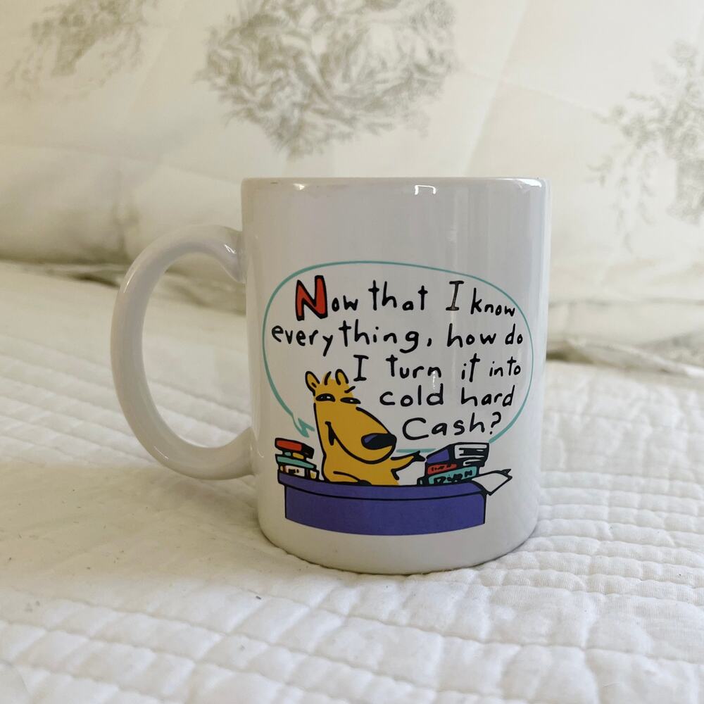 Vintage 90s Shoebox Graduation Coffee Mug Now That I Know Everything... Humor